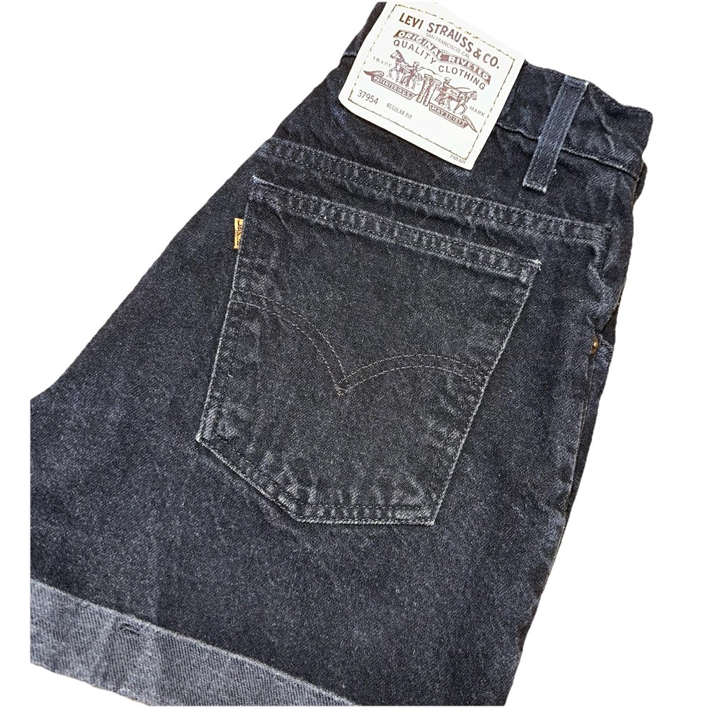 Vintage 90's Levi's 954 Orange Tab Black‎ Cotton Denim Shorts Junior's 11 / 28"